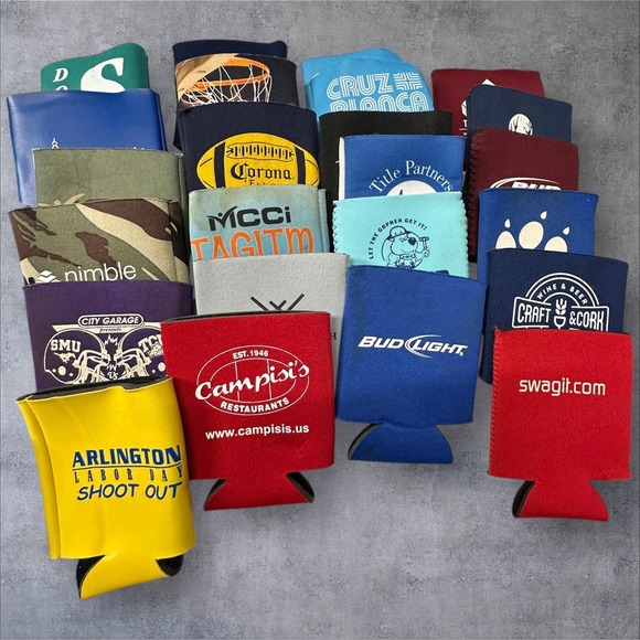 Lot of 61 Used Koozie Coolie Coozies‎ Drink Beer Soda Can Holder Advertising - Picture 7 of 7